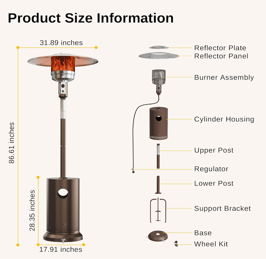 East Oak Bronze Propane Gas Heater
